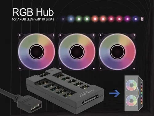 RGB хъб Delock, 10 портов ARGB LEDs, Черен - image 3