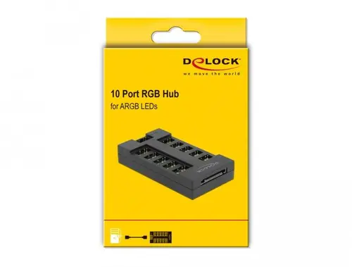 RGB хъб Delock, 10 портов ARGB LEDs, Черен - image 4