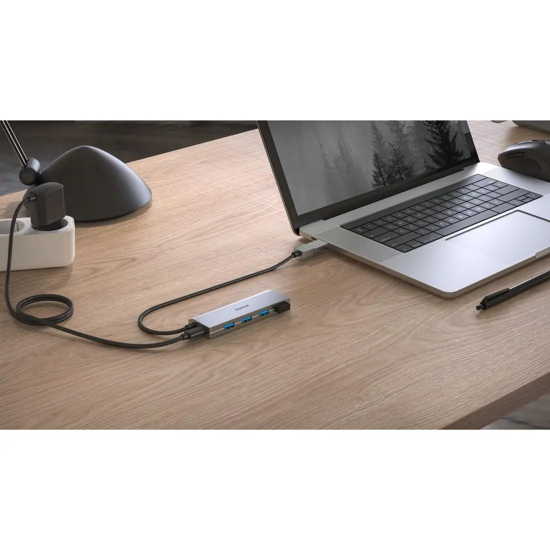 HAMA Hub cu 4 porturi, USB 3.2 Gen 1, 5 Gbit/s, adaptor USB-C, alimentare automată - image 3