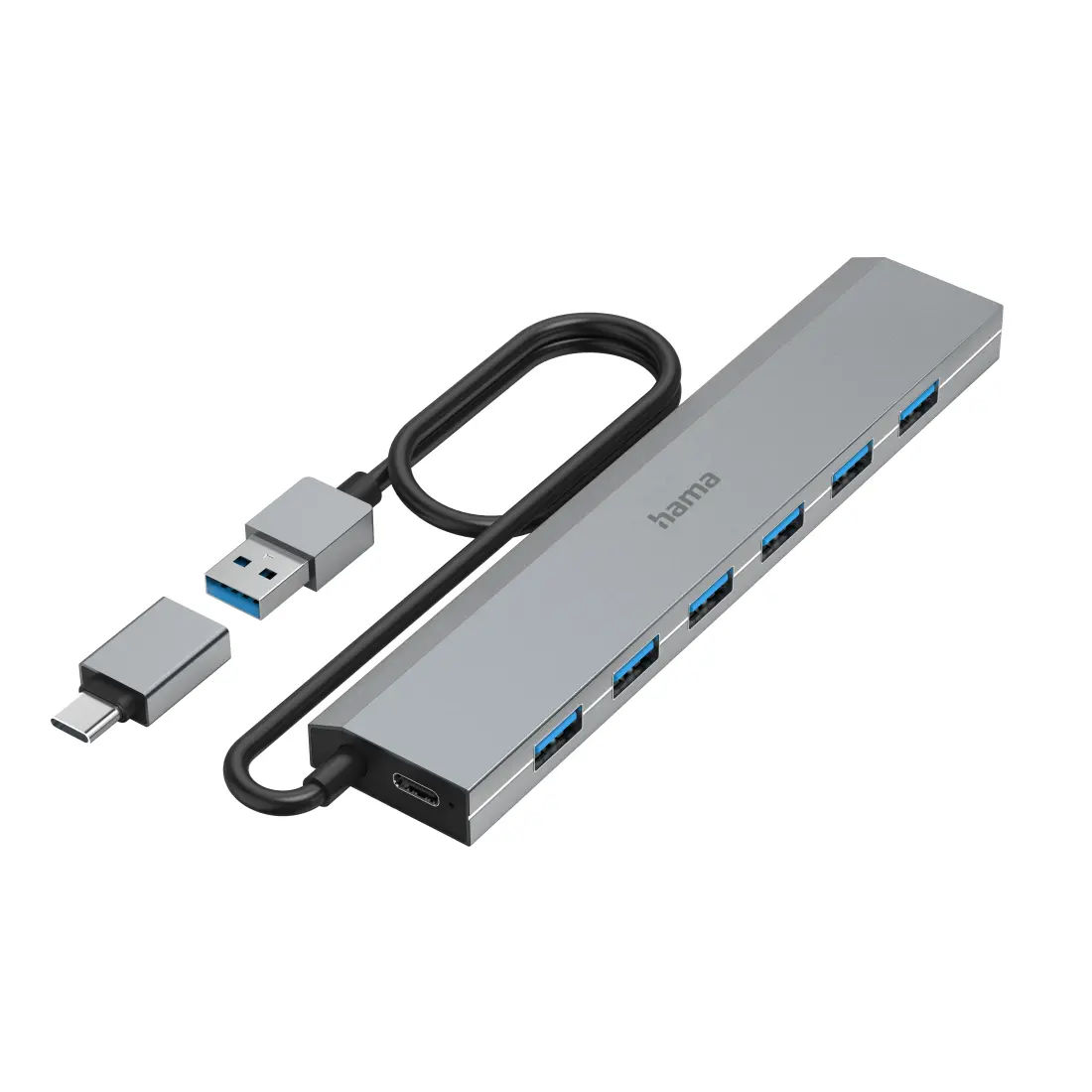 HAMA Hub cu 7 porturi, USB 3.2 Gen 1, 5 Gbit/s, adaptor USB-C cu alimentare