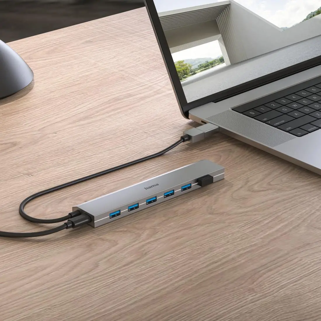 HAMA 7-портов хъб, USB 3.2 Gen 1, 5 Gbit/s, USB-C адаптер със захранване - image 9