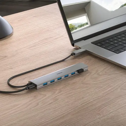 HAMA 7-портов хъб, USB 3.2 Gen 1, 5 Gbit/s, USB-C адаптер със захранване - image 9