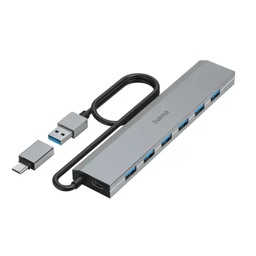 HAMA Hub 7 θυρών, USB 3.2 Gen 1, 5 Gbit/s, αντάπτορας USB-C με τροφοδοσία - 1