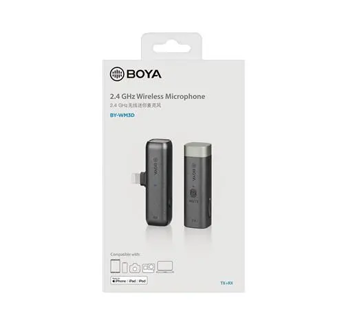 Безжичен микрофон брошка BOYA BY-WM3D, Lightning, комплект предавател и приемник - image 12