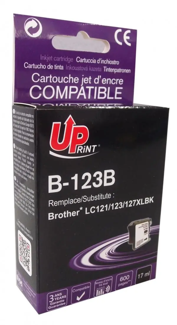 Δοχείο μελανιού UPRINT LC121/123/127 BROTHER, Μαύρο
