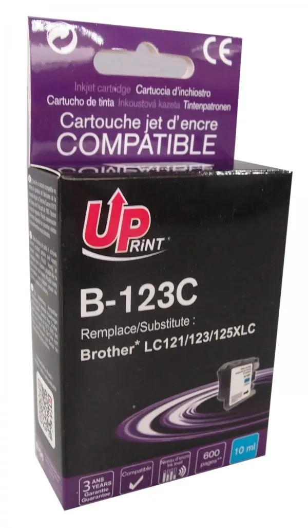 Δοχείο μελανιού UPRINT LC121/123/127 BROTHER, Κυανό