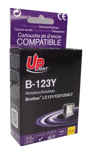 Δοχείο μελανιού UPRINT LC121/123/127 BROTHER, Κίτρινο - 1