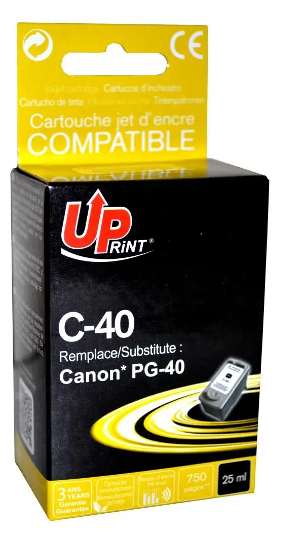 Δοχείο μελανιού UPRINT PG-40XL CANON, Μαύρο