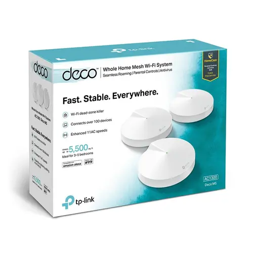 Безжичен рутер TP-Link Deco M5, AC1300, 2.4/5 GHz, 400 - 867 Mbps, Gigabit, (3-pack) - image 5