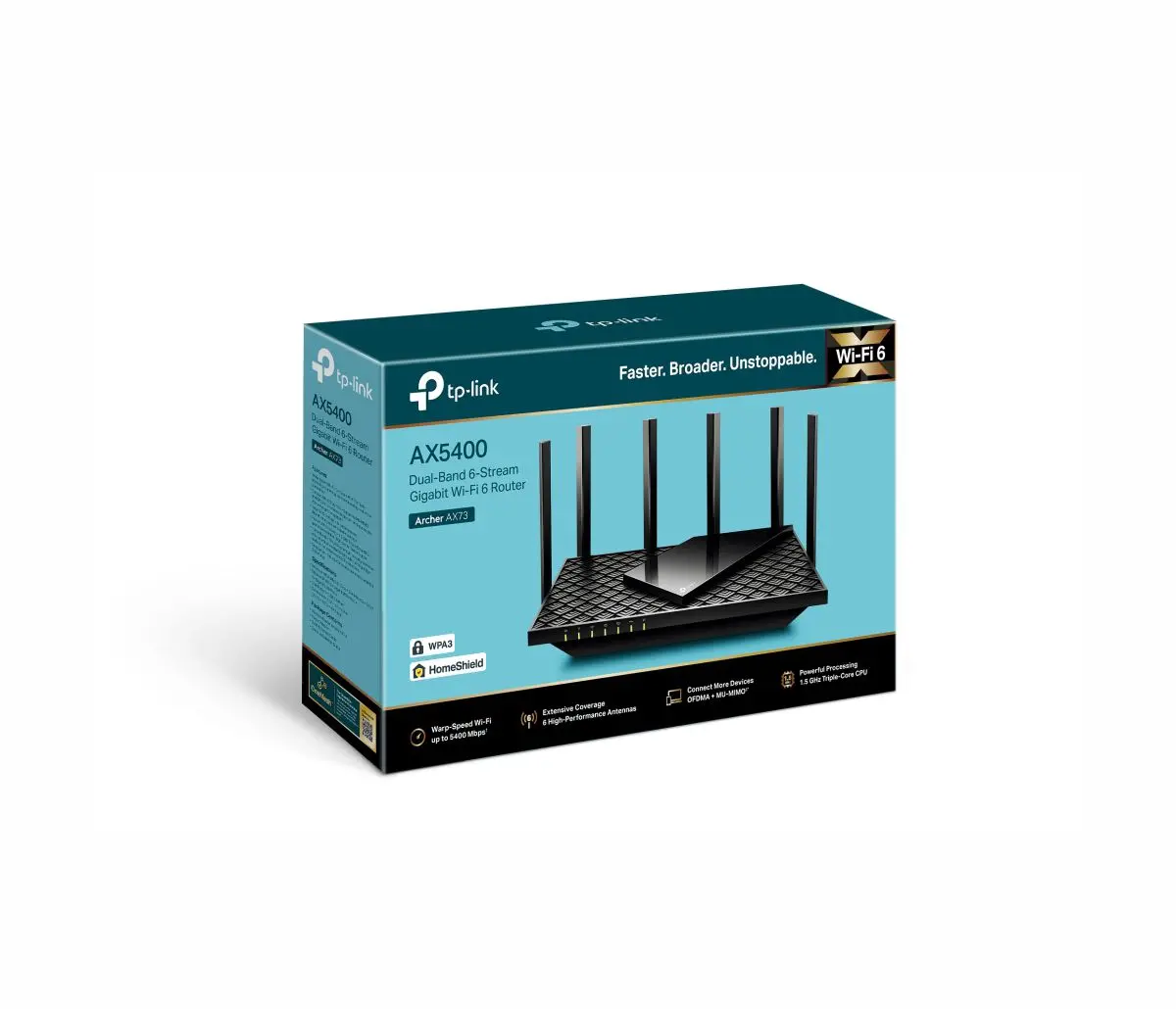 Безжичен рутер TP-Link Archer AX73, AX5400, 2.4/5 GHz, 574 - 4804 Mbps, Gigabit - image 2