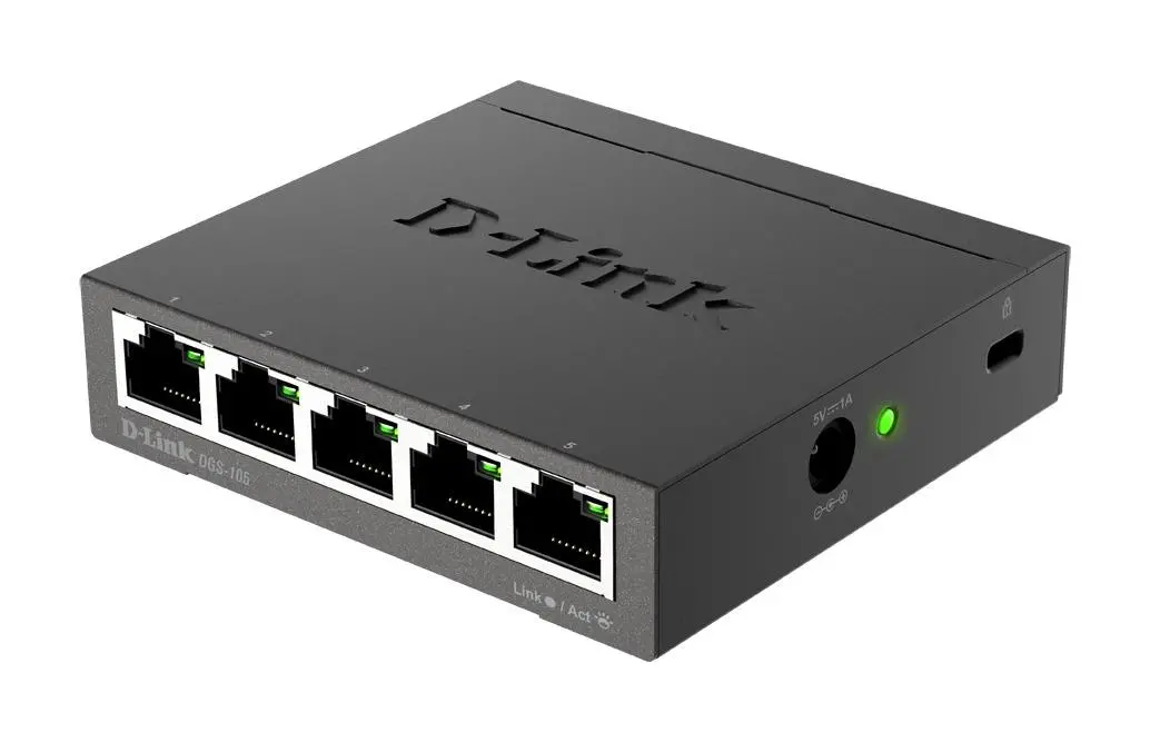 Суич D-Link DGS-105/E, 5 портов, 10/100/1000, Gigabi, метален корпус - image 1