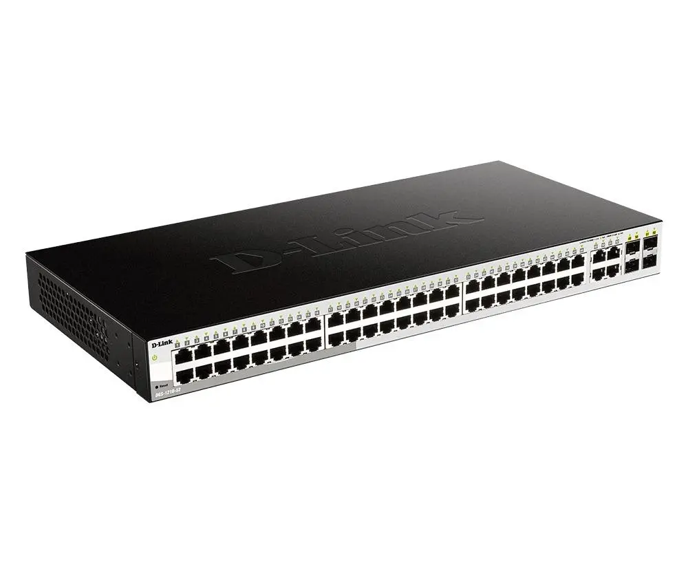 Суич D-Link DGS-1210-52, 48 портов 10/100/1000 Base-T port with 4 x 1000Base-T /SFP ports, управляем, за монтаж в шкаф