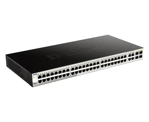 Switch D-Link DGS-1210-52, 48 de porturi 10/100/1000 Base-T port with 4 x 1000Base-T /SFP ports, gestionabil, pentru montare în rack - 1