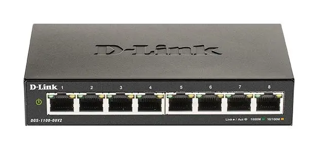 Switch D-Link DGS-1100-08V2, 8 porturi 10/100/1000 Gigabit Smart Switch, gestionabil