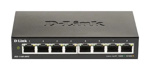 Суич D-Link DGS-1100-08V2, 8 портов 10/100/1000 Gigabit Smart Switch, управляем - 1