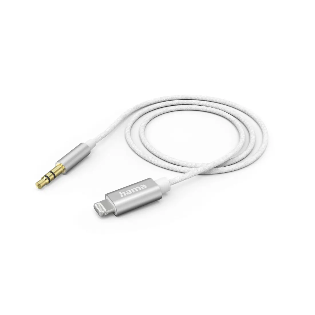 Аудио кабел HAMA, Lightning мъжко - 3.5 mm жак мъжко, 1.0 м, Бял - image 1