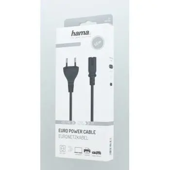 Захранващ кабел HAMA 200732, Euro-plug, 2pin(IEC C7) женско, 1.5 m, Черен - image 1