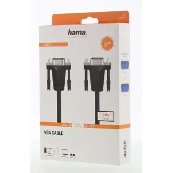 Кабел за монитор HAMA 200707, VGA мъжко - VGA мъжко, 1.50 м, Екраниран, Черен - image 1