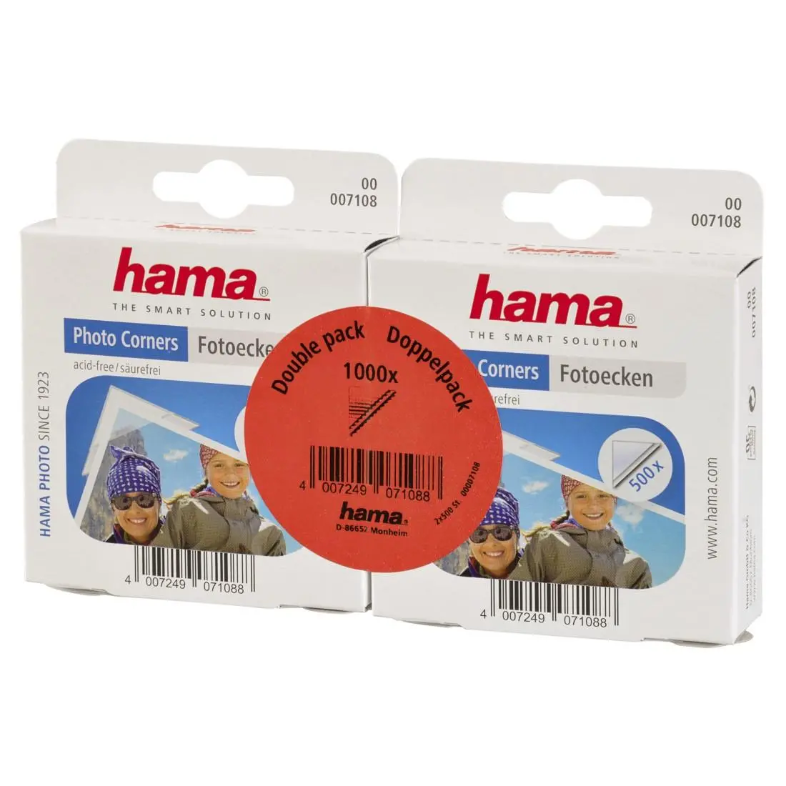Самозалепващи ъгълчета за снимки HAMA 07108, 2 x 500 броя, 2 пакета - image 1
