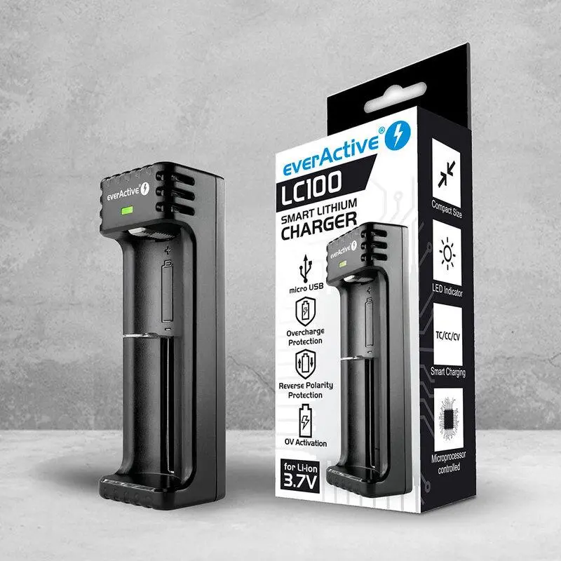 Încărcător pentru baterii LiIon 3,7v CR18650,CR123,14500 1 slot USB micro LC-100 EverActive - image 3