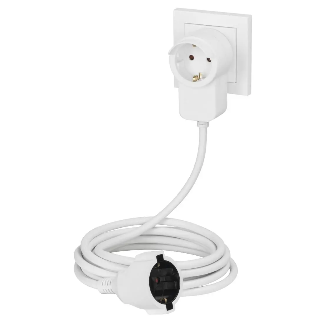 Удължителен кабел HAMA Powerplug, Шуко мъжко, Шуко женско, Допълнителен контакт, 3.0 m, Бял - image 1