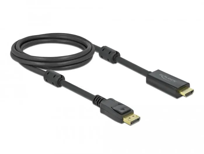 Cablu Delock DisplayPort tată - HDMI tată, 2 m, 4K 60Hz, Negru