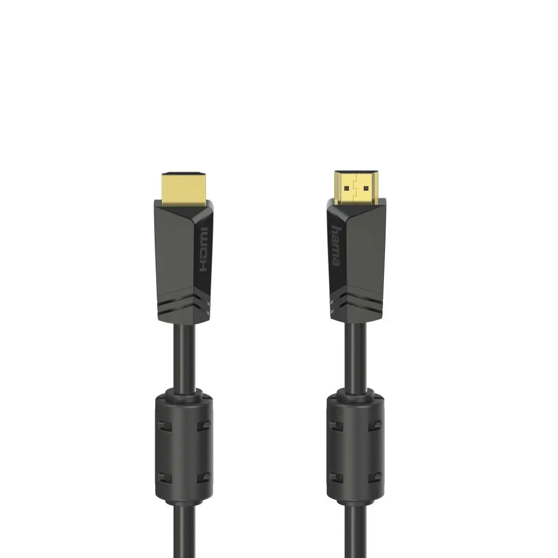 Cablu HAMA High-Speed, HDMI tată - HDMI tată, 4K, 18GB/s, Ethernet, 10 m, Conectori placați cu aur, 2 filtre, Negru