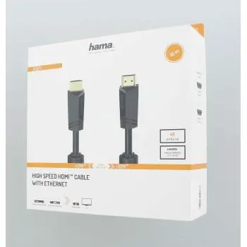 Кабел HAMA High-Speed, HDMI мъжко - HDMI мъжко, 4K, 18GB/s, Ethernet ,10 м, Позл. конектори, 2 филтъра, Черен - image 1