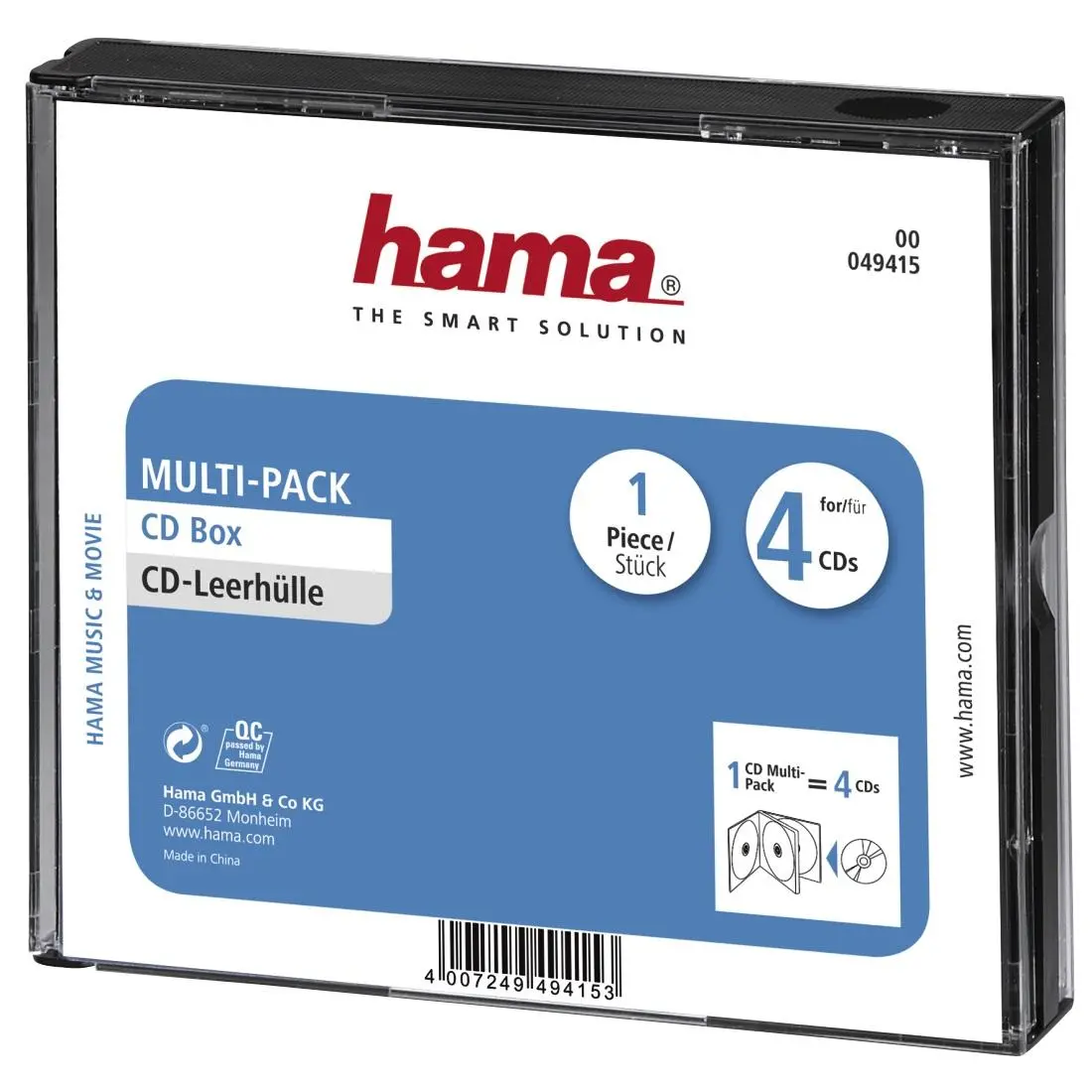 Cutie pentru CD/DVD HAMA Multi-Pack 4, transparent/negru