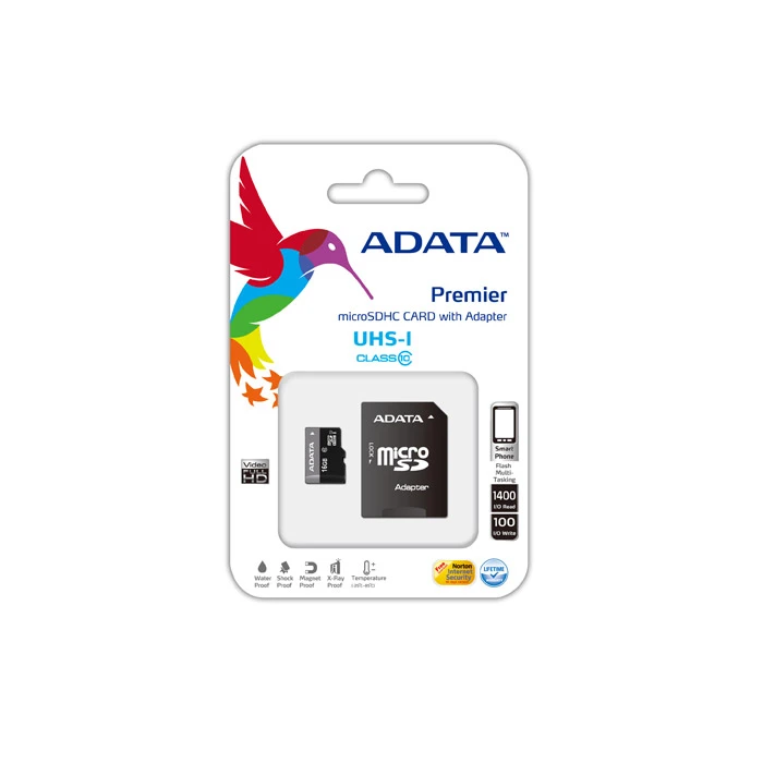 Памет, ADATA 16GB MicroSDHC UHS-I CLASS 10 (with adapter)