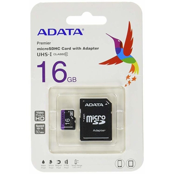 Памет, ADATA 16GB MicroSDHC UHS-I CLASS 10 (with adapter) - image 1