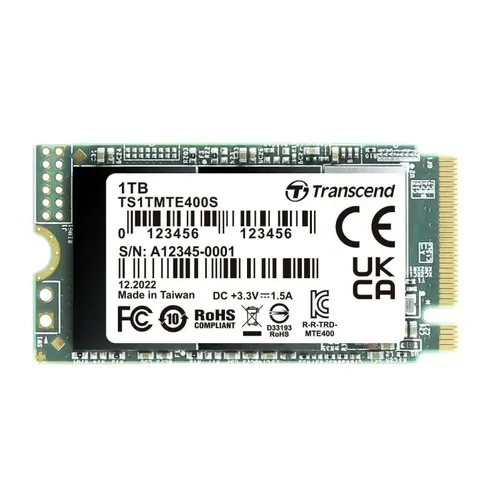 Твърд диск, Transcend 1TB, M.2 2242, PCIe Gen3x4, NVMe, 3D TLC, DRAM-less