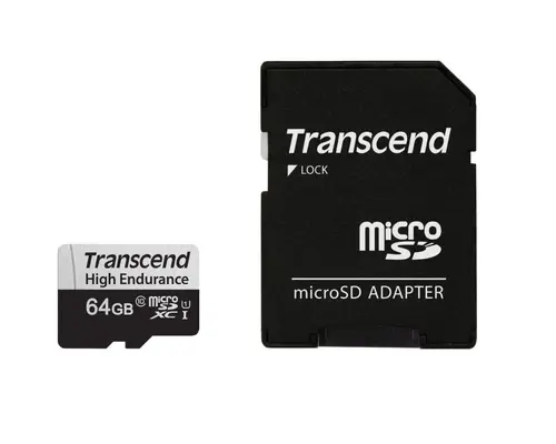 Card de memorie, Transcend 64GB micro SD cu adaptor U1, High Endurance - 1