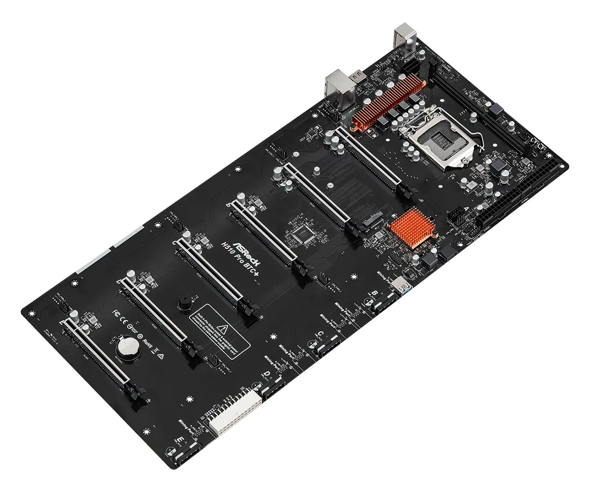 Дънна платка ASRock H510 Pro BTC+, LGA1200, 6 PCIe 3.0 x16, 1 Mining Port - image 2