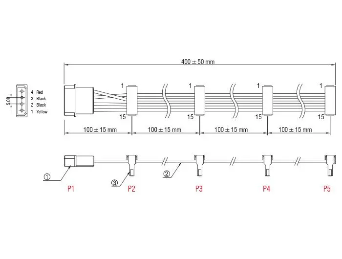 Кабел Power Molex 4 Pin > 4 x SATA 15 Pin, 40cm - image 2