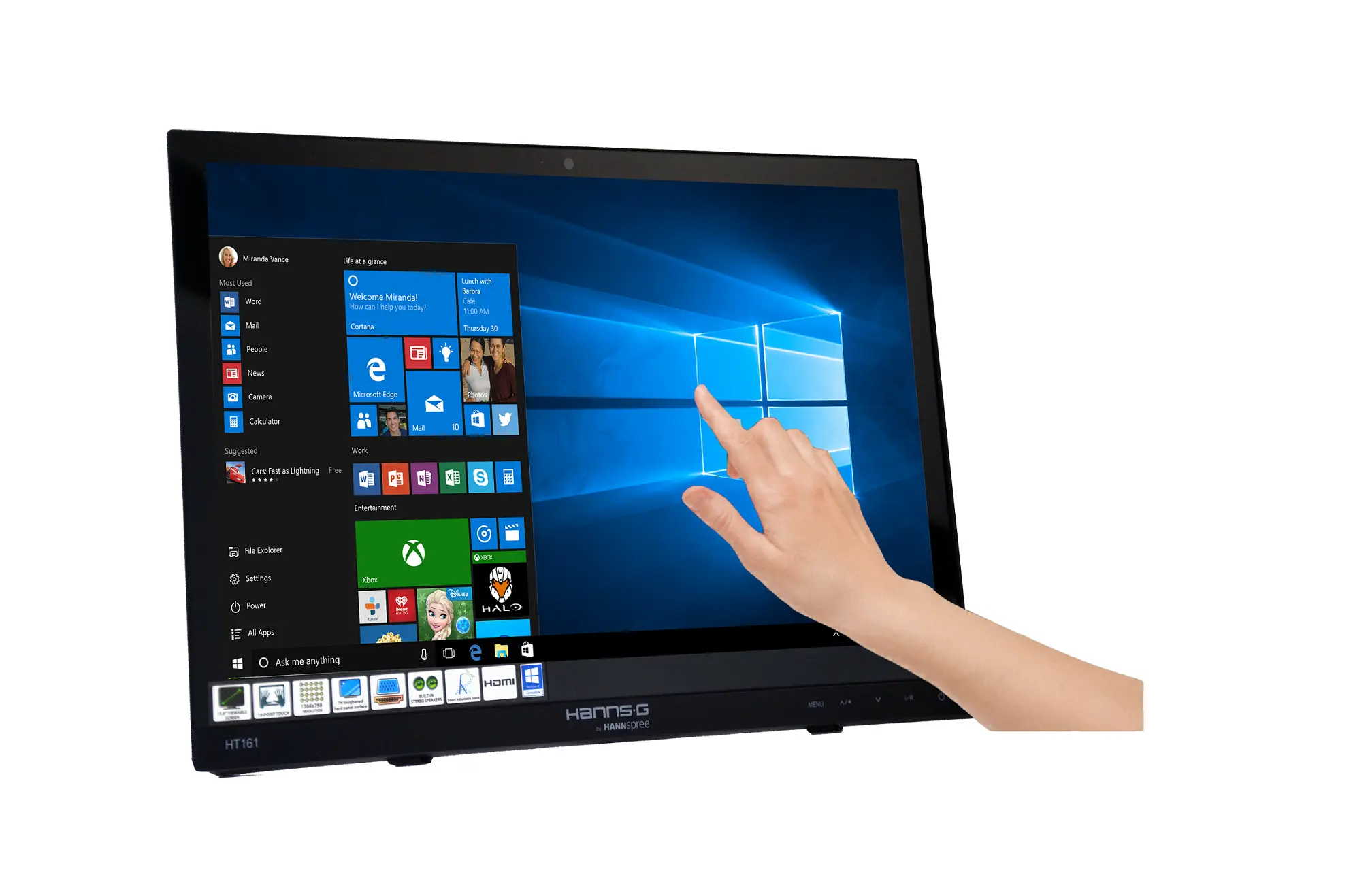 Οθόνη αφής HANNSPREE HT 161 HNB, TFT, 15.6 inch, Wide, HD Ready, D-Sub, HDMI, 10 Point Touch, Μαύρο - image 2