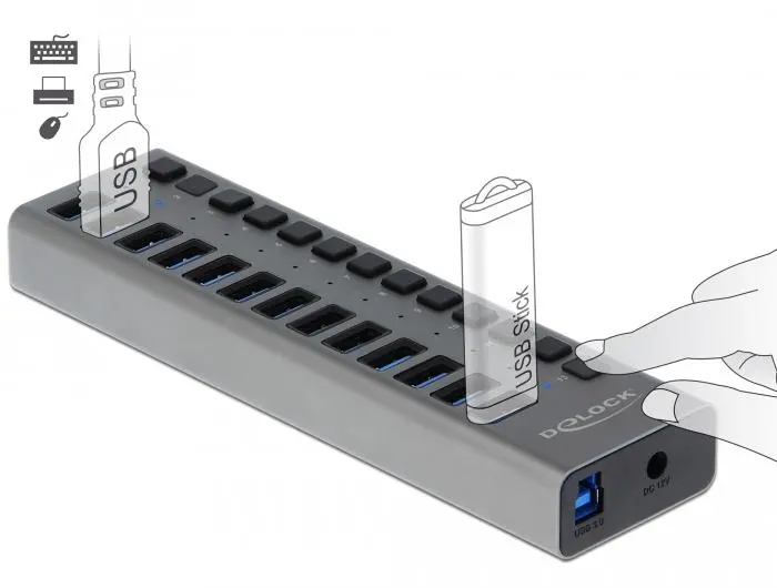 USB хъб Delock, 13 x USB-A, DELOCK-63738 - image 1