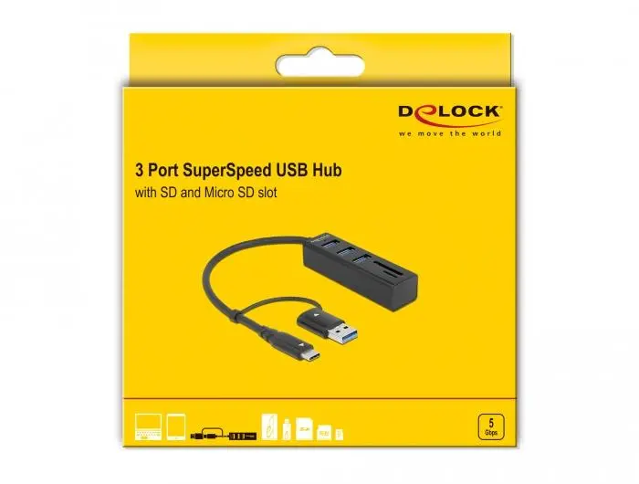 USB Hub, 3 θύρες, DELOCK-63859 - image 1
