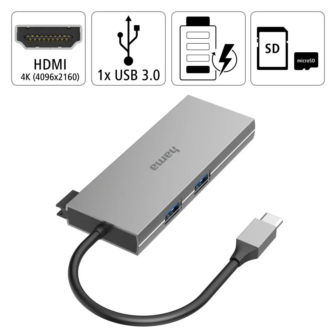 6-портов хъб USB-C, 2 x USB-A, USB-C, HDMI, SD, microSD - image 3