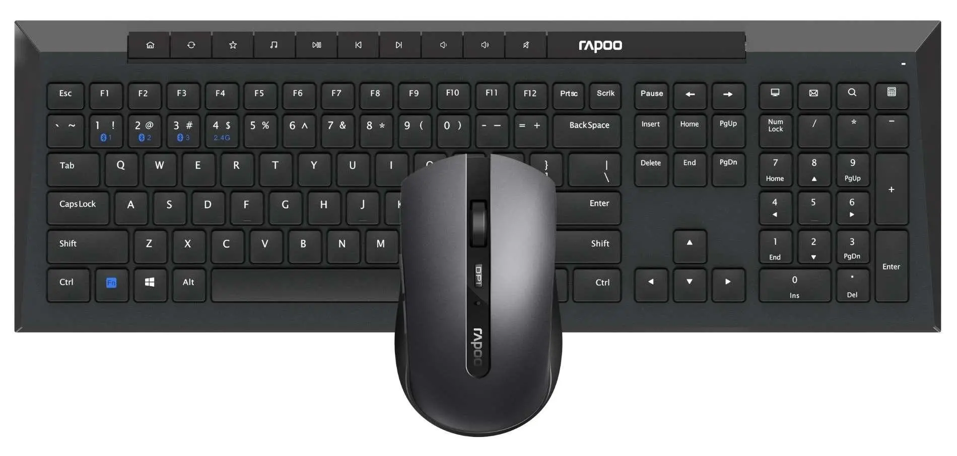 Комплект клавиатура и мишка RAPOO 8210M, Multi mode, Черен - image 1
