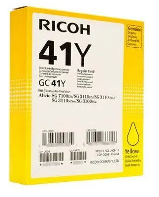 Μελάνι gel RICOH GC41Y 2200 αντίγραφα Κίτρινο - 1