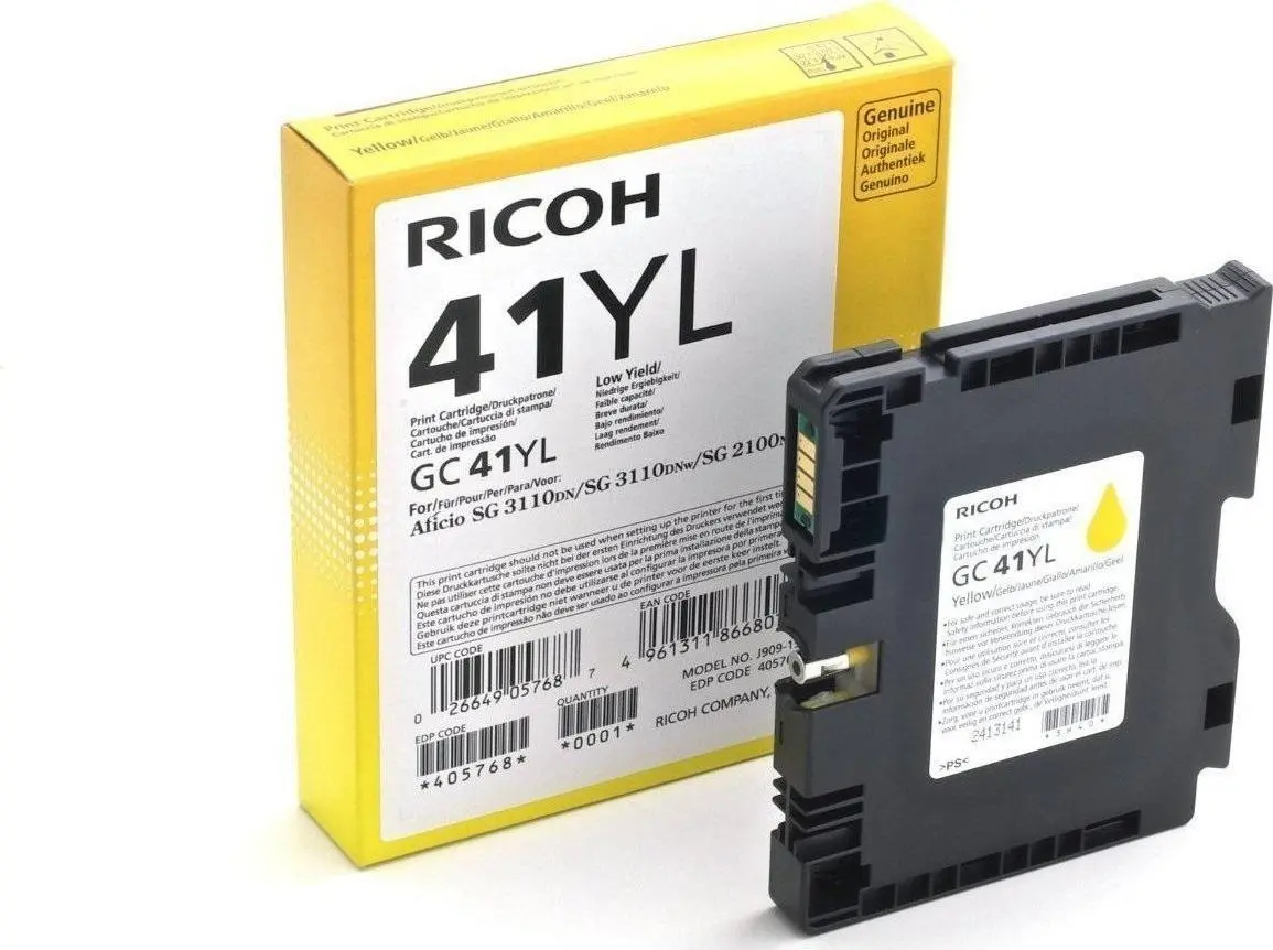 Μελάνι τζελ RICOH GC 41YL, GelJet SG 2100N/2100DN, 600 σελίδες, Κίτρινο