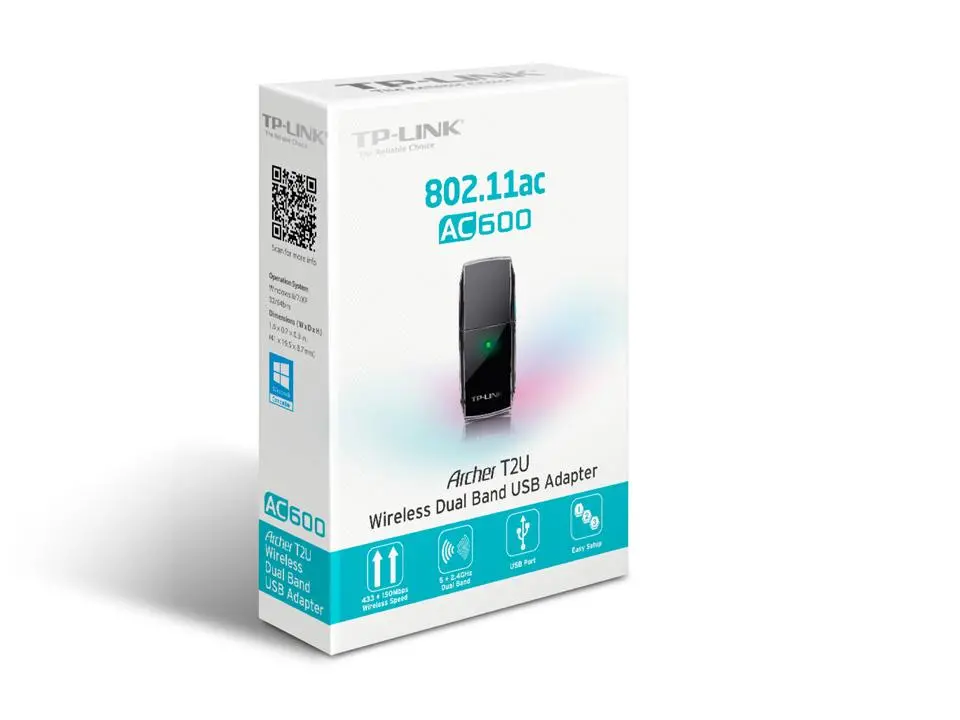 Безжичен адаптер TP-LINK Archer T2U, AC600, Dual band, USB, вградена антена - image 5