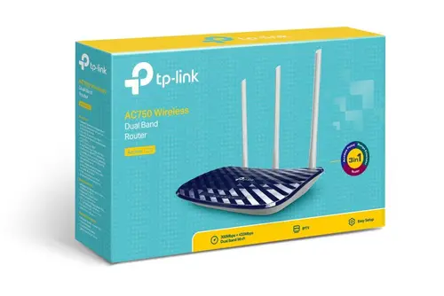 Router wireless TP-Link Archer C20 AC750, 2.4/5 GHz, 300 - 433 Mbps, 10/100 - 4