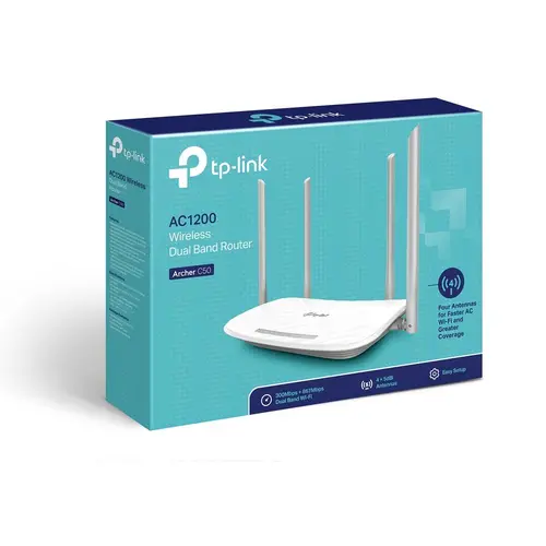 Router wireless TP-Link Archer C50 AC1200, 2.4/5 GHz, 300 - 867 Mbps, 10/100 - 3