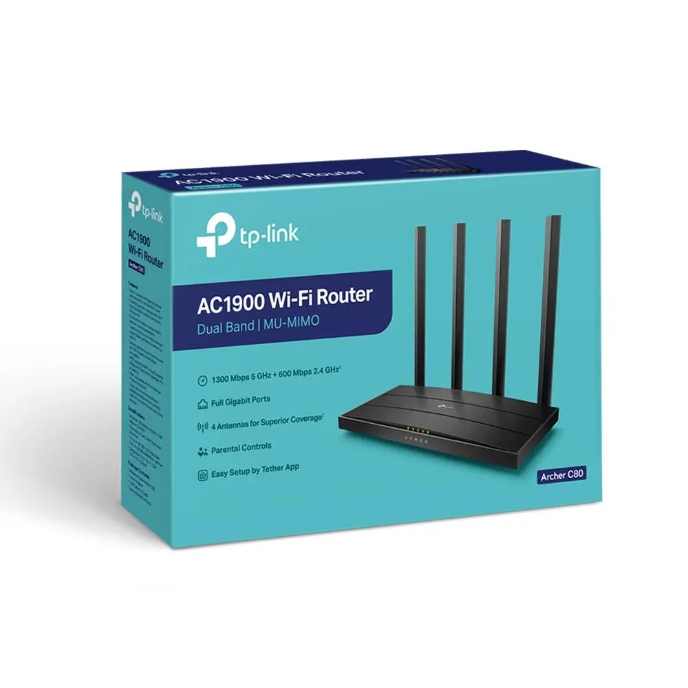 Безжичен рутер TP-Link Archer C80 AC1900, 2.4/5 GHz, 600 - 1300 Mbps, 10/100/1000 - image 3