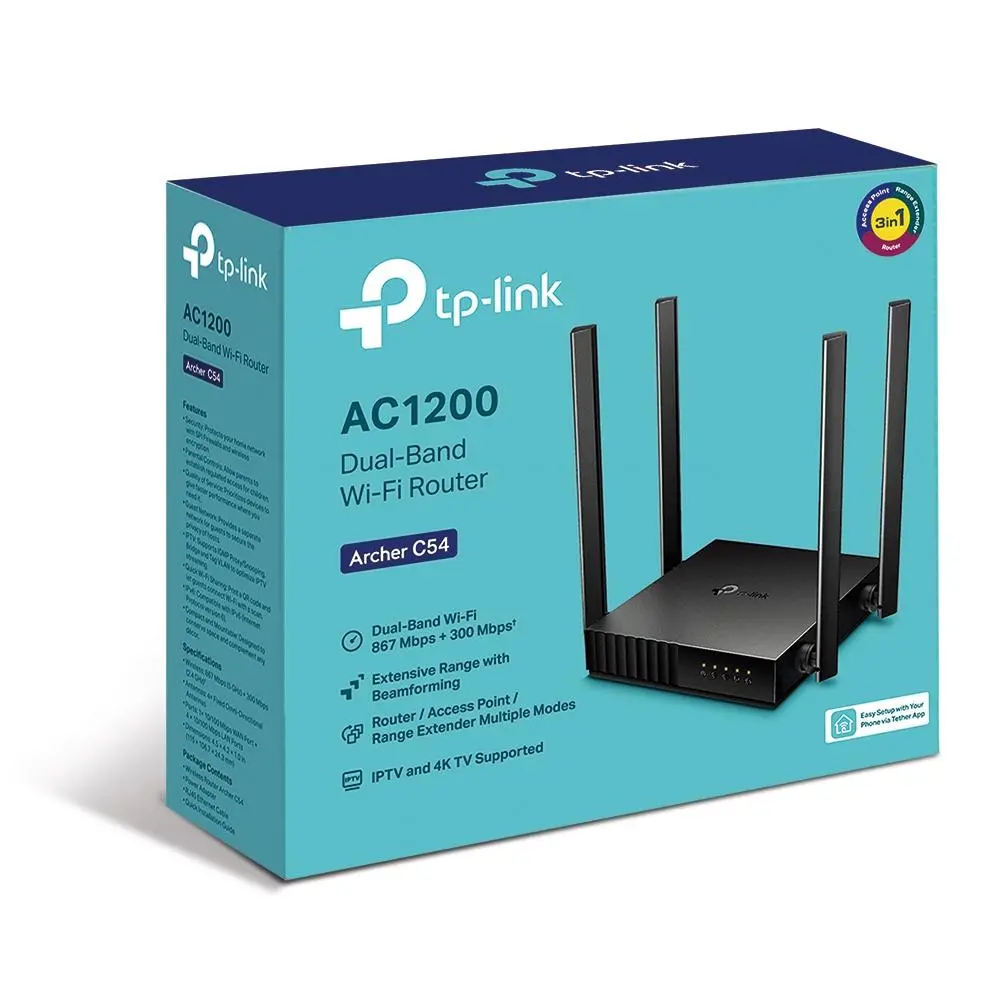 Безжичен рутер TP-Link Archer C54 AC1200, 2.4/5 GHz, 300 - 867 Mbps, 10/100/ - image 3