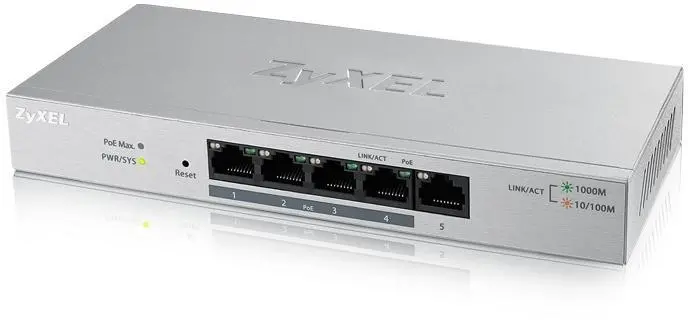 Switch 5 porturi ZyXEL GS-1200-5HPV2, Web Managed, Gigabit, PoE - image 1