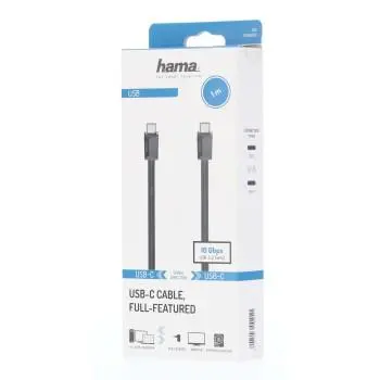 Кабел HAMA eMarker чип USB 3.2 Gen 2, USB-C мъжко - USB-C мъжко, 1 м, 10 Gbit/s, 5A/100W - image 1