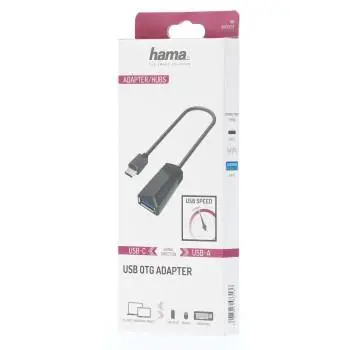 Адаптер HAMA USB-C мъжко - USB 3.2 Gen 1 A женско, 5Gbit/s, 0.15 м., Черен - image 1